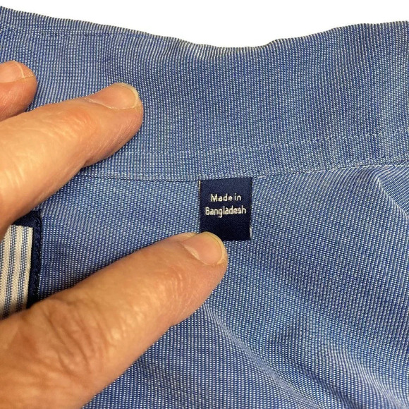 Tommy Hilfiger Ithaca Blue Cotton Dress Shirt, French Cuffs, Large 16.5 in,34-35 - Picture 6 of 7